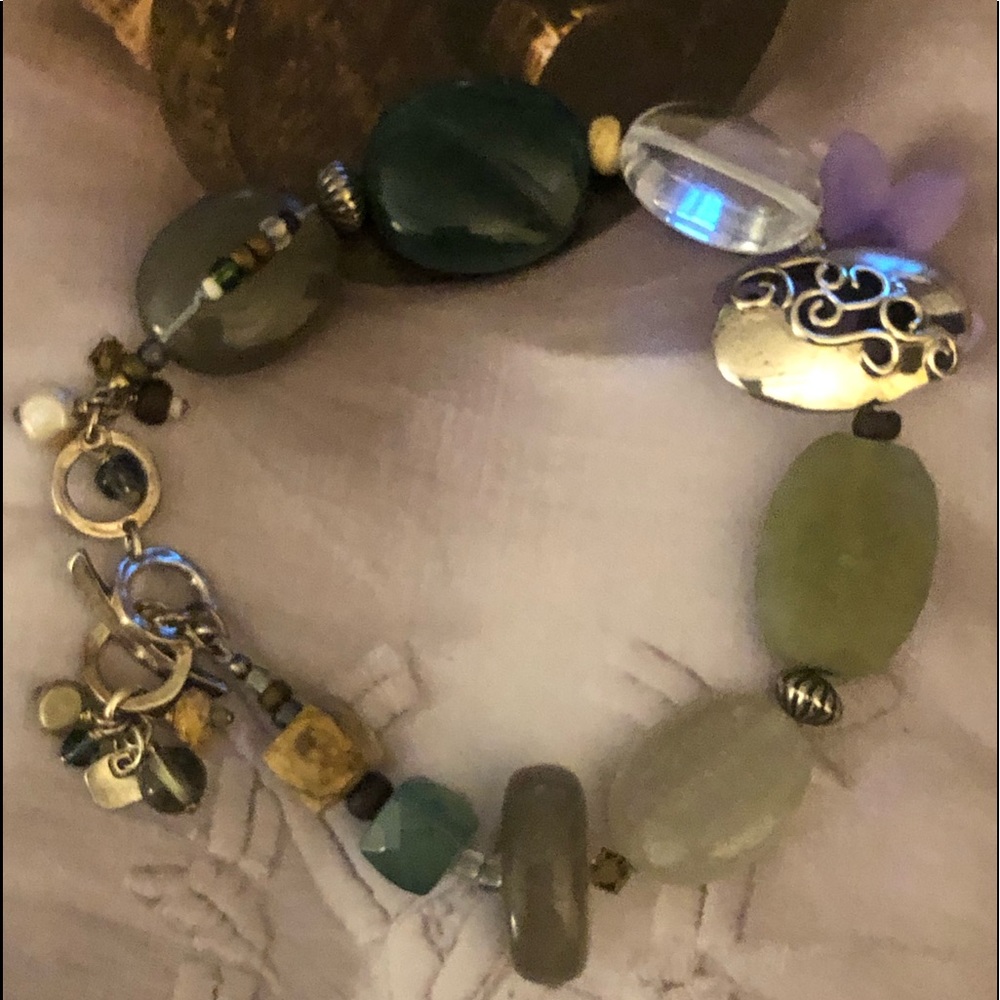 Silpada Sterling Silver Quarzite Jasper Glass Bracelet.